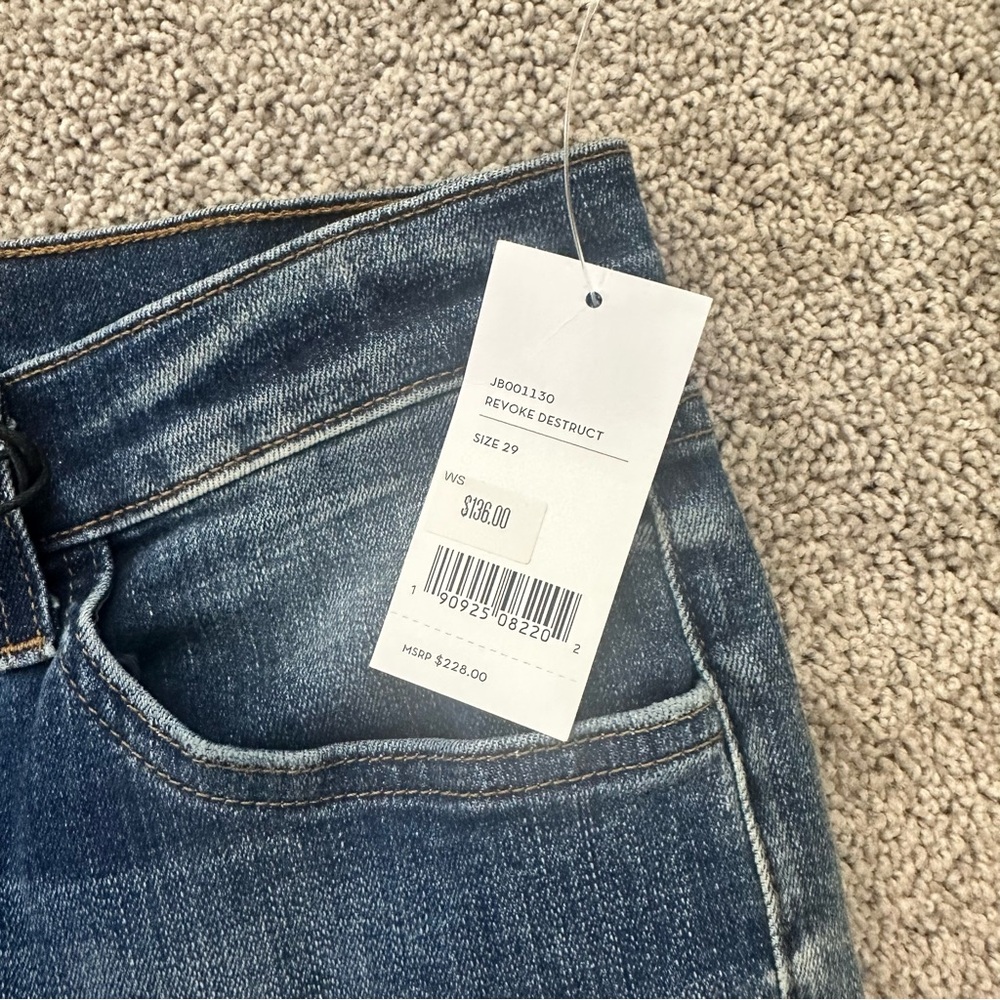 NWT J Brand Sadey Revoke Destruct Mid Rise Crop 29 Slim Straight Jeans - Picture 7 of 15
